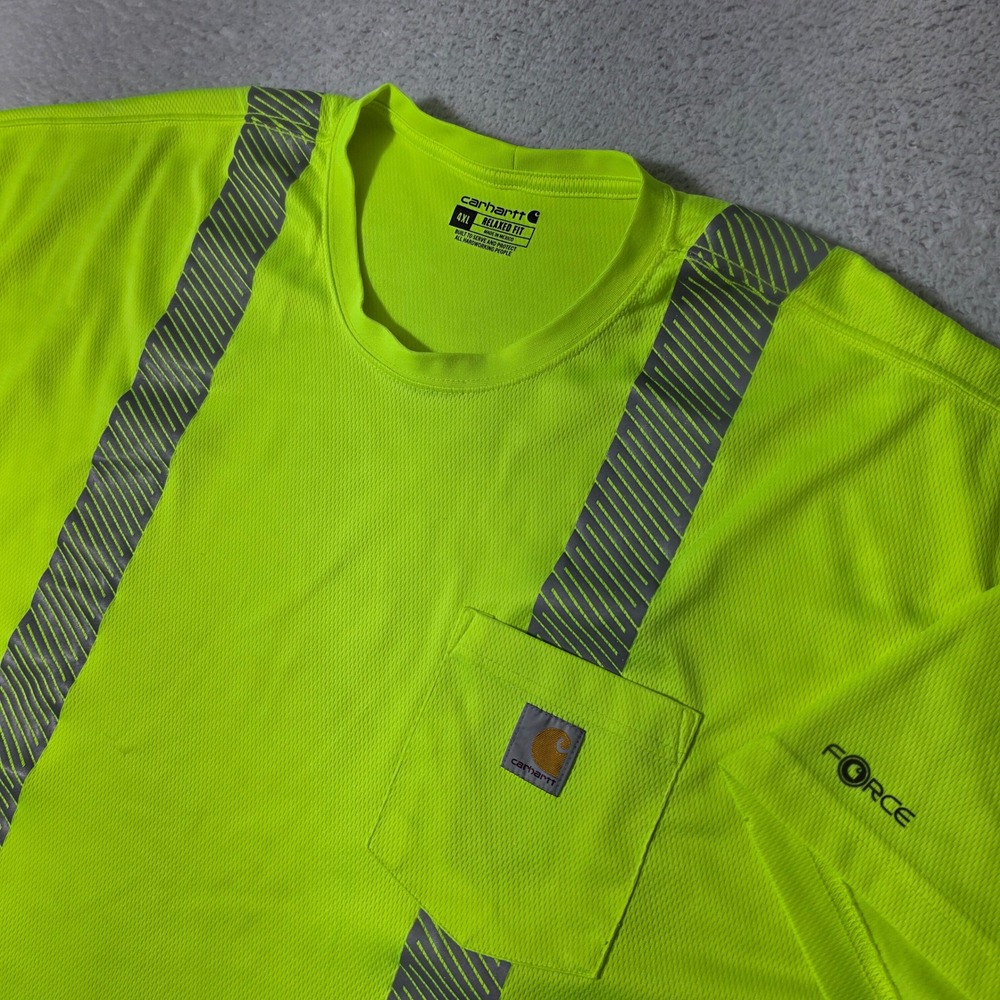 Carhartt T-Shirt Mens 4XL Neon Yellow Force Reflective High Vis Class 2 Wesco